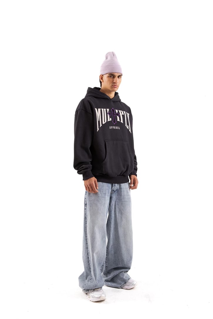 Multiplay Baskılı Füme Oversize Hoodie