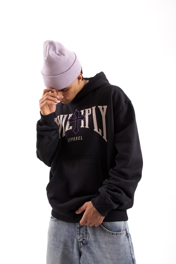 Multiplay Baskılı Füme Oversize Hoodie