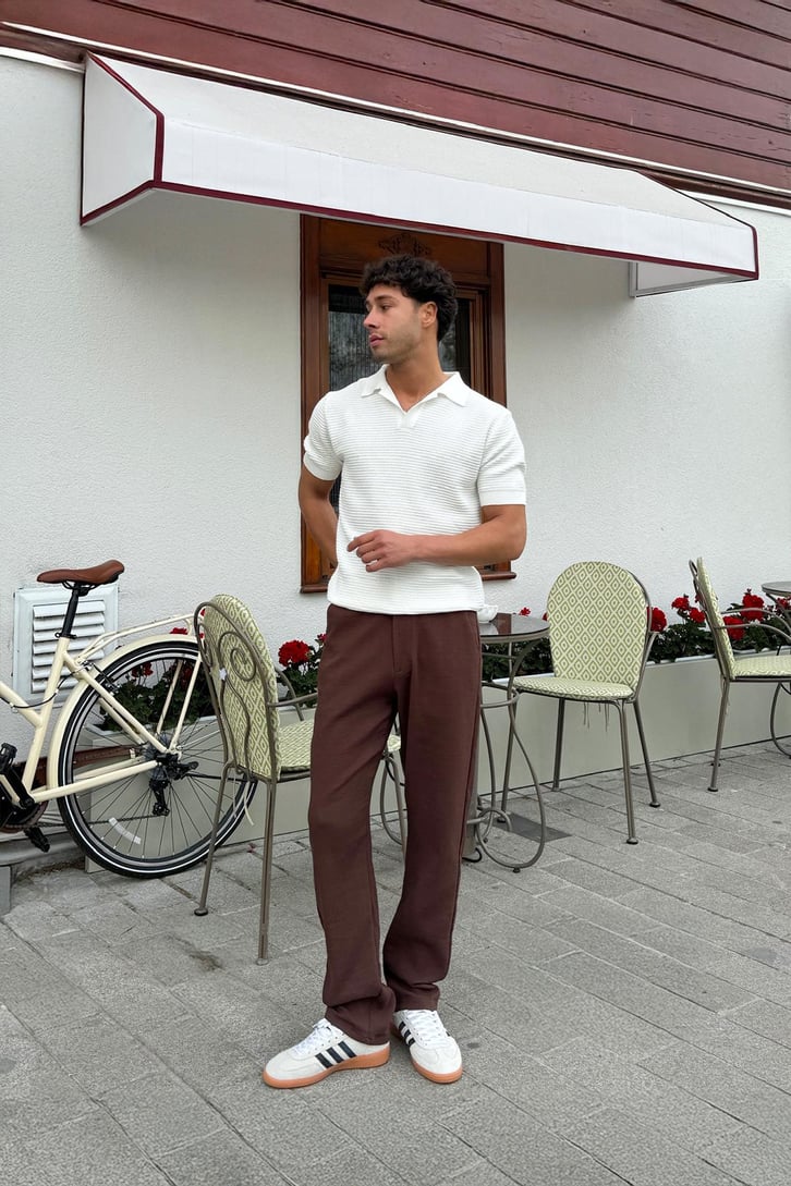 Müslin Kumaş Kahverengi Baggy Pantalon