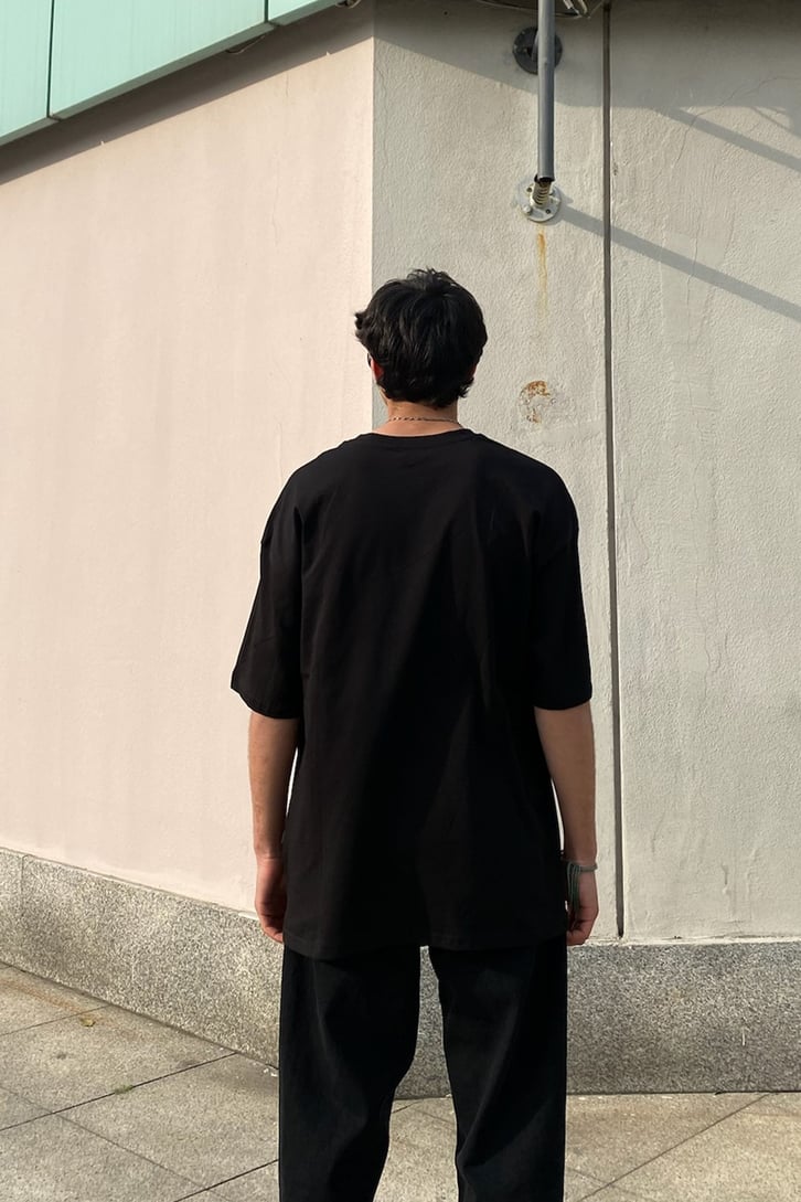 Must Born Again Baskılı Siyah Oversize Tshirt