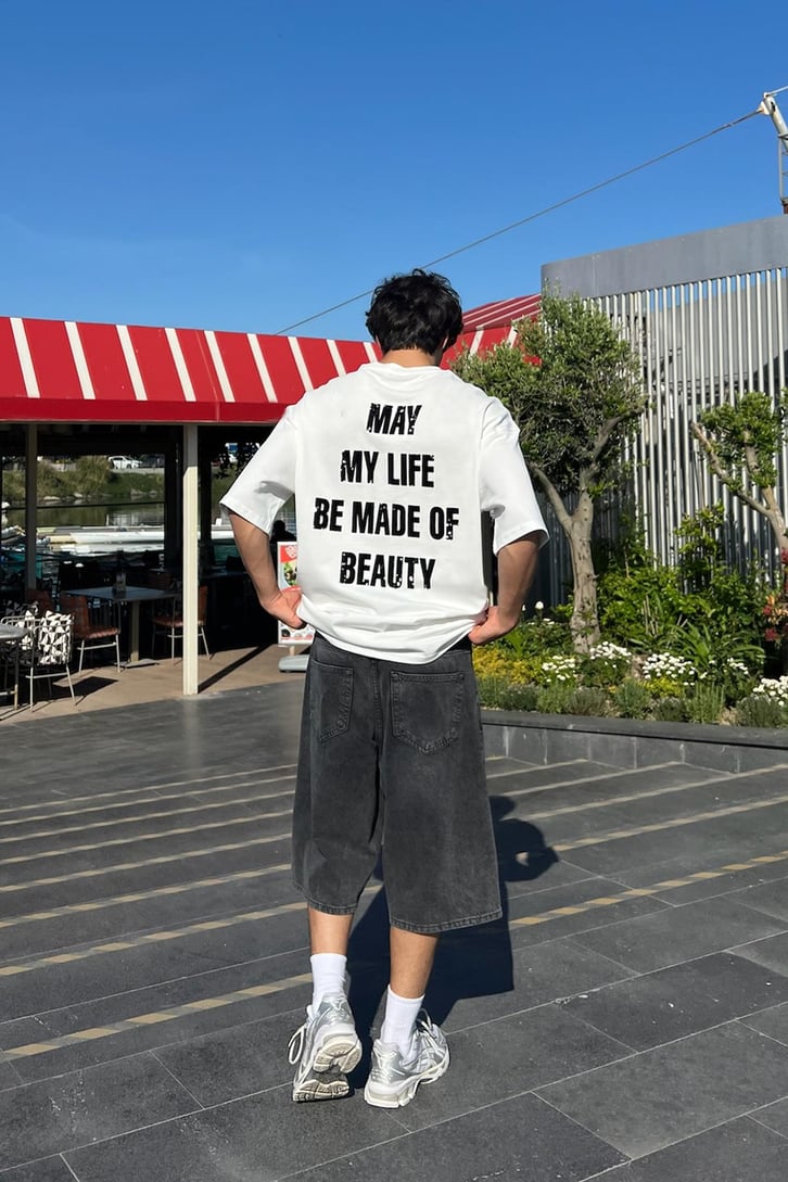 My Life My Rules Baskıl Oversize Tişört