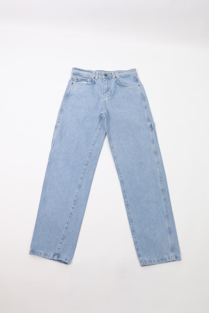 Nakış Detaylı Buz Mavi Baggy Jean