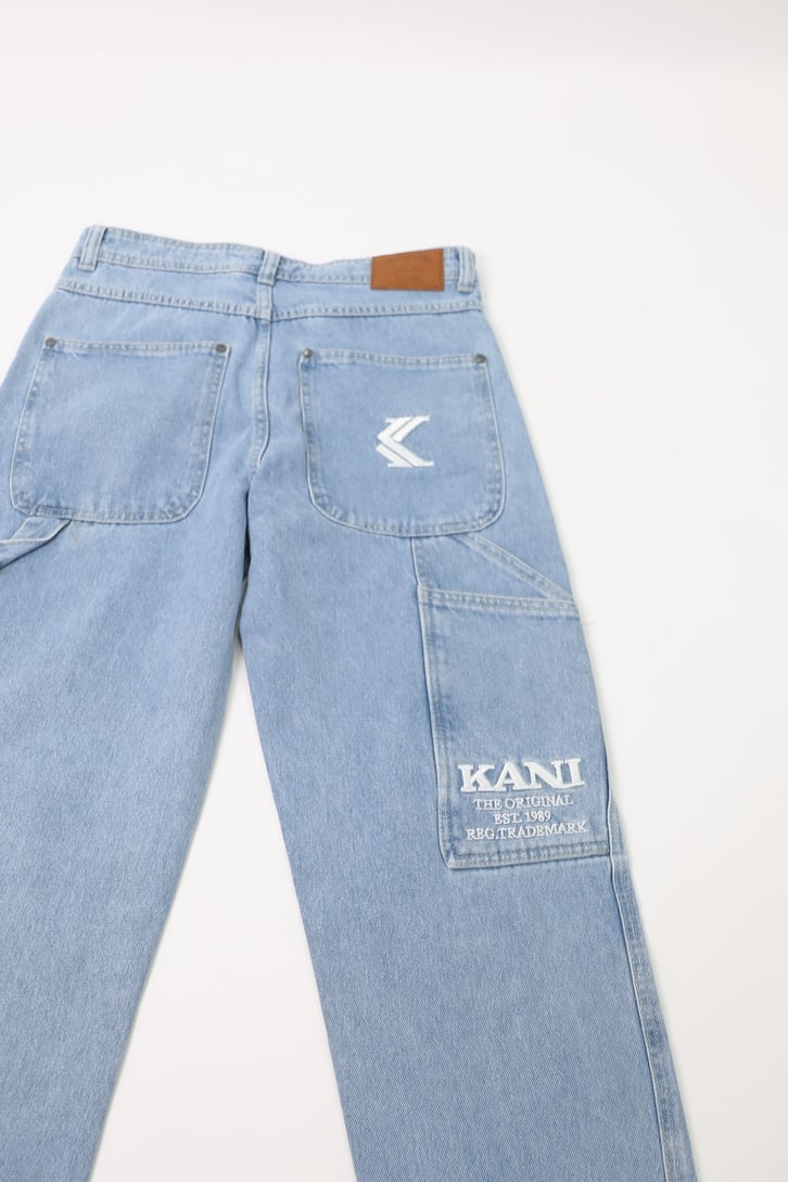 Nakış Detaylı Buz Mavi Baggy Jean