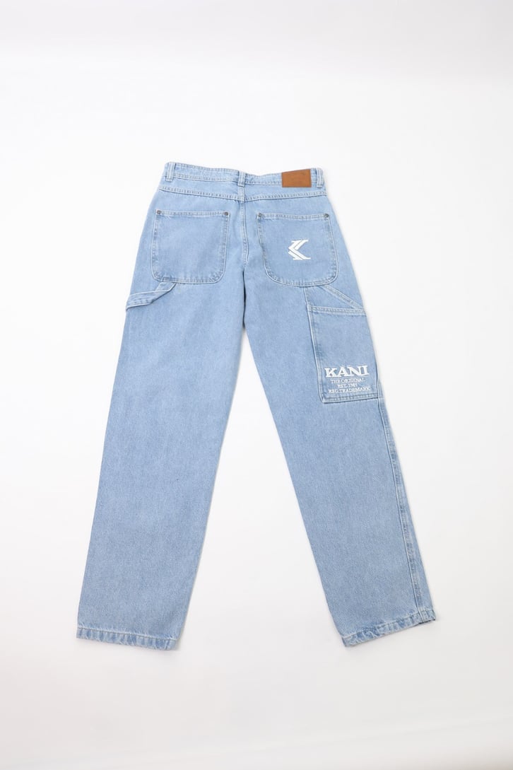 Nakış Detaylı Buz Mavi Baggy Jean