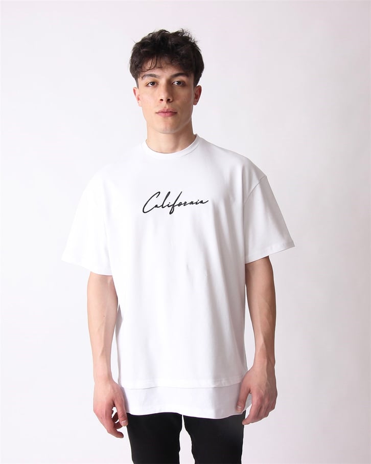NAKIŞ İŞLEMELİ PİKE KUMAŞ OVERSIZE TSHIRT