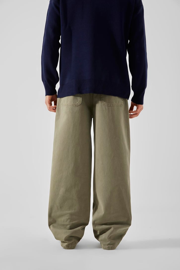 Nakışlı Haki Baggy Pantolon
