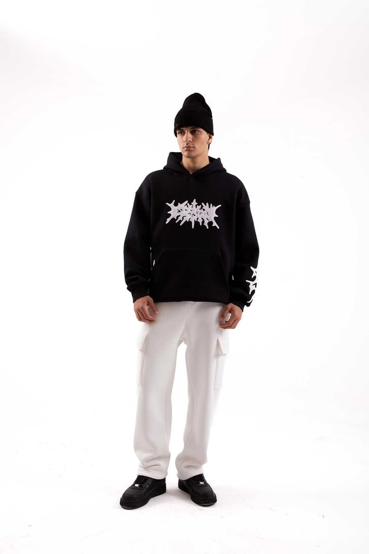 Nakışlı Haki Oversize Hoodie