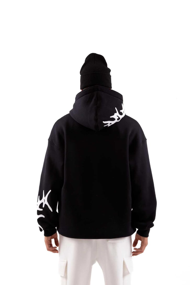 Nakışlı Haki Oversize Hoodie