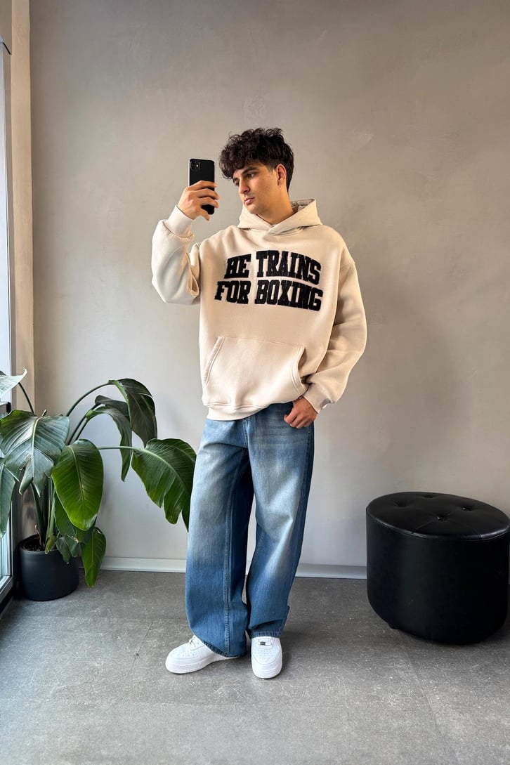 Nakışlı Oversize Hoodie