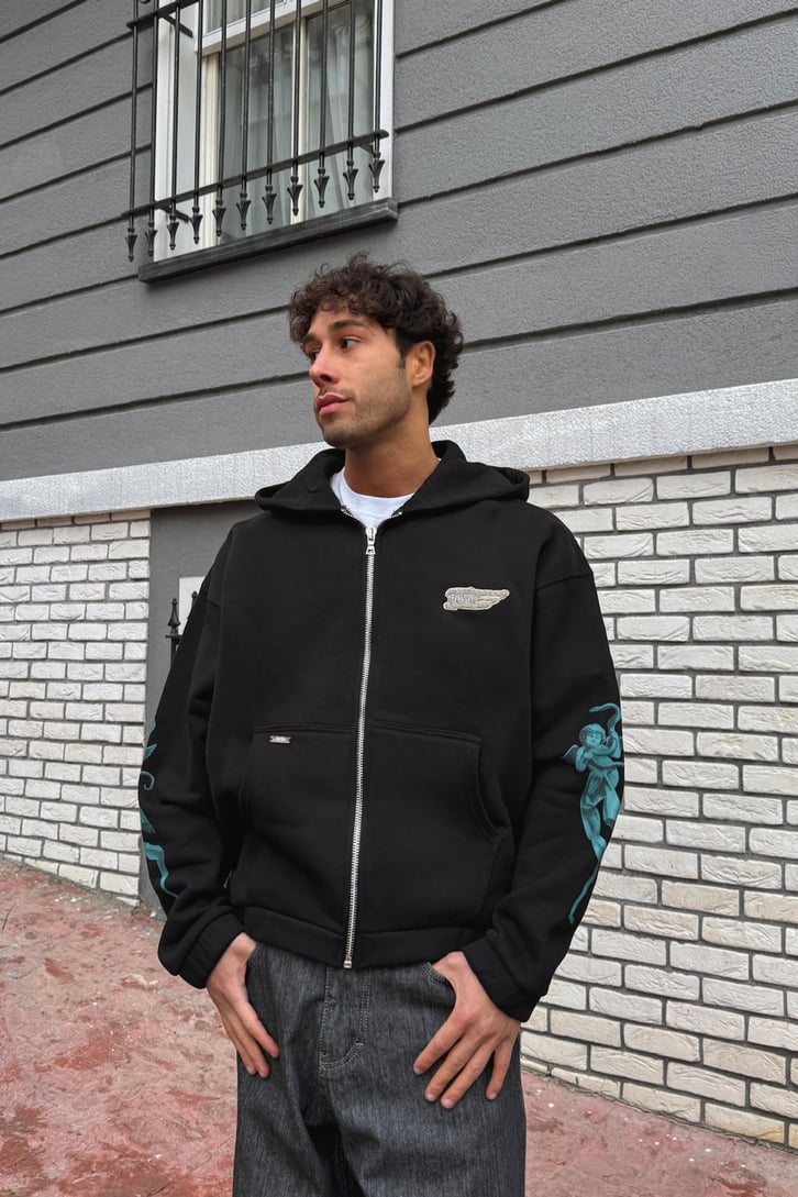 Nakışlı Zip Hoodie