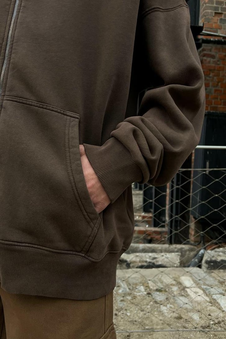 Nakışlı Zipper Oversize Sweathirt