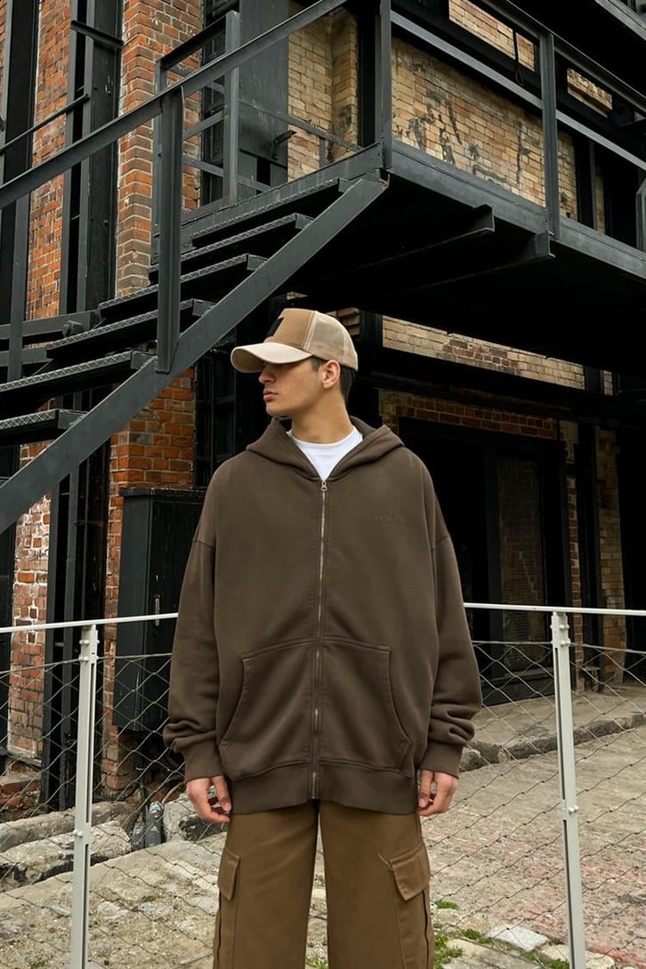 Nakışlı Zipper Oversize Sweathirt