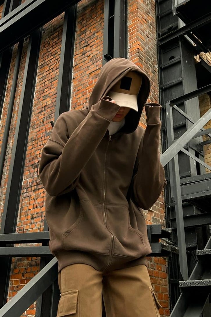 Nakışlı Zipper Oversize Sweathirt