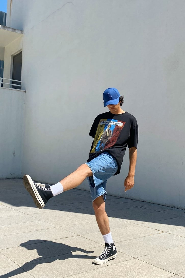 Napoleon Dynamite Baskılı Siyah Oversize Tshirt