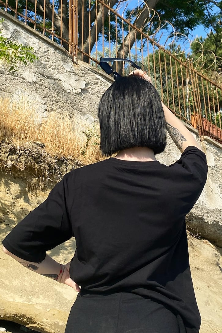 Naruto Baskılı Oversize Siyah Tshirt