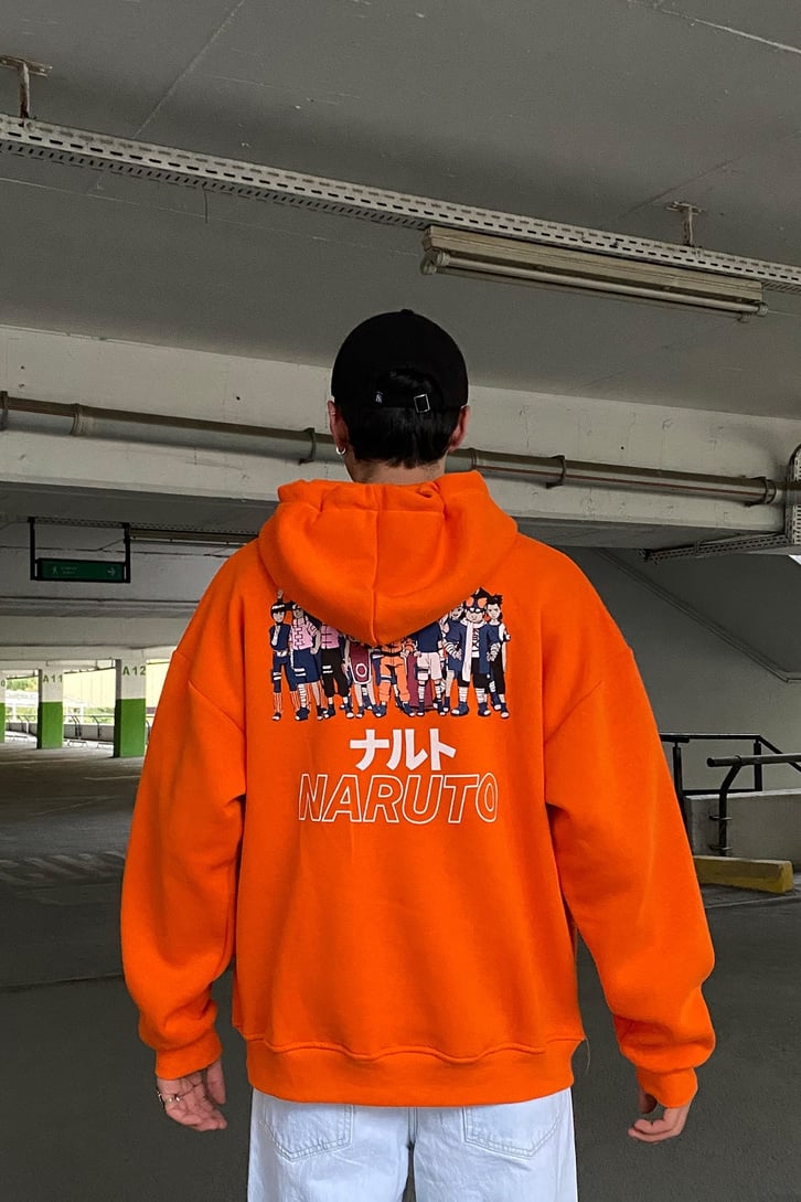NARUTO EDITION ARKASI BASKILI OVERSIZE HOODIE