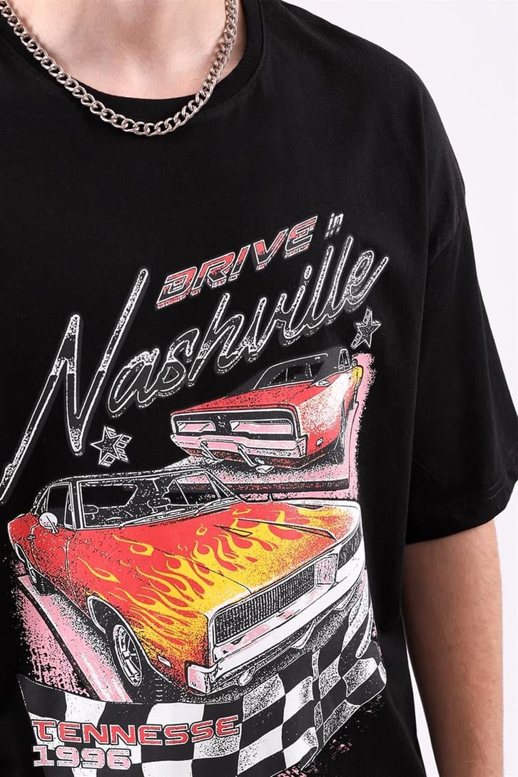 Nashville Drive Baskılı Oversize Tshirt