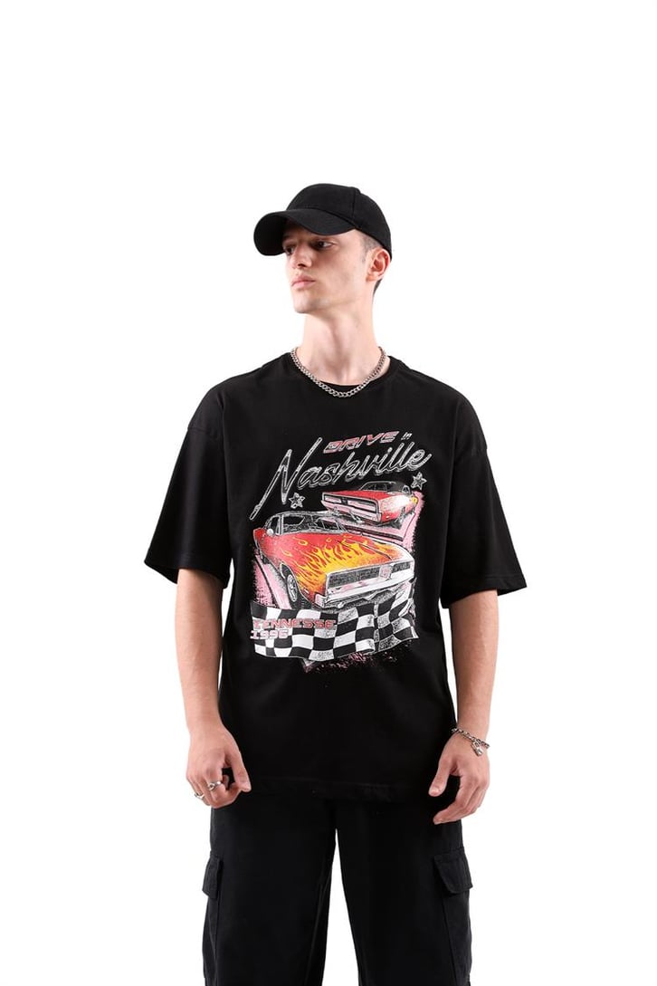 Nashville Drive Baskılı Oversize Tshirt