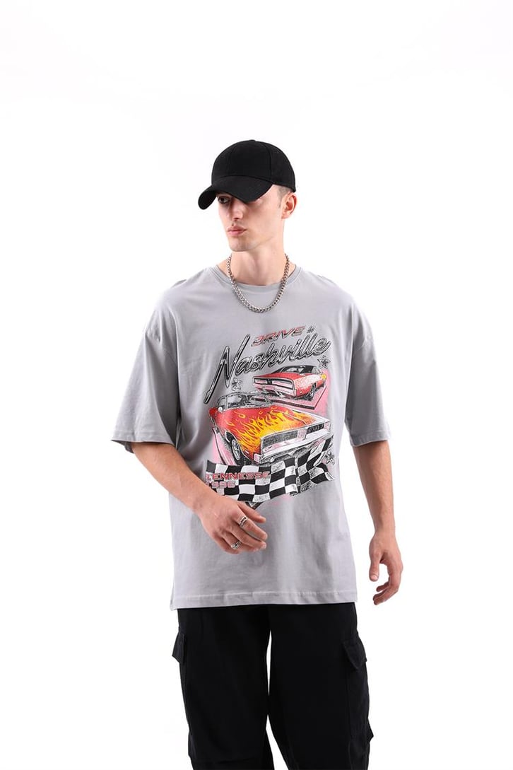 Nashville Drive Baskılı Oversize Tshirt