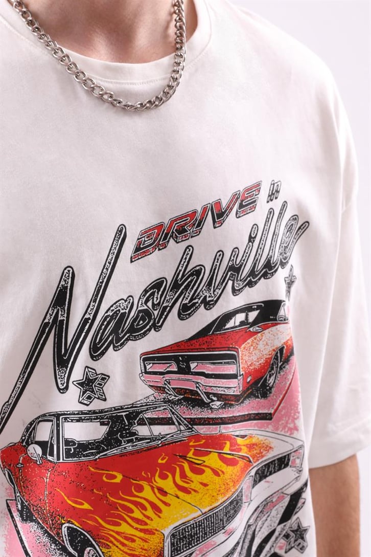 Nashville Drive Baskılı Oversize Tshirt