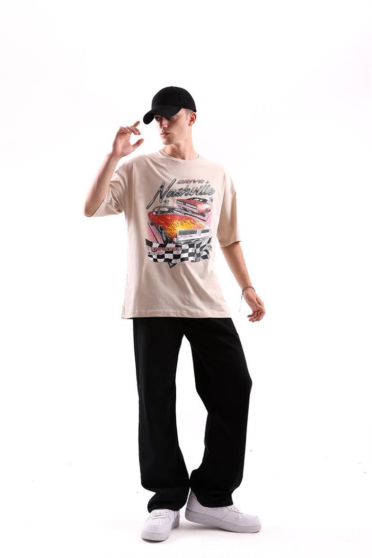 Nashville Drive Baskılı Oversize Tshirt
