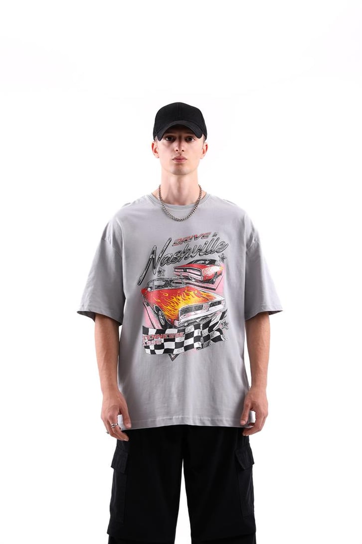Nashville Drive Baskılı Oversize Tshirt