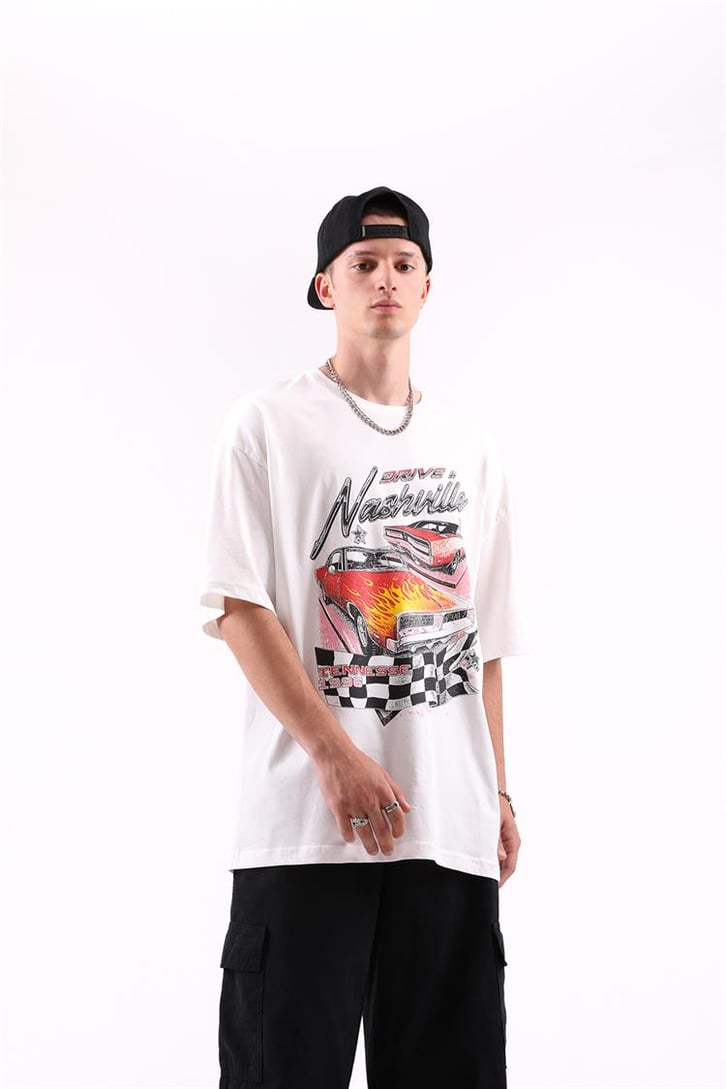 Nashville Drive Baskılı Oversize Tshirt