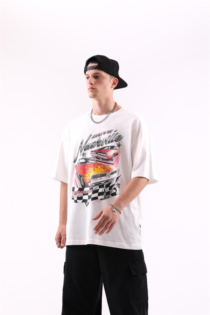 Nashville Drive Baskılı Oversize Tshirt