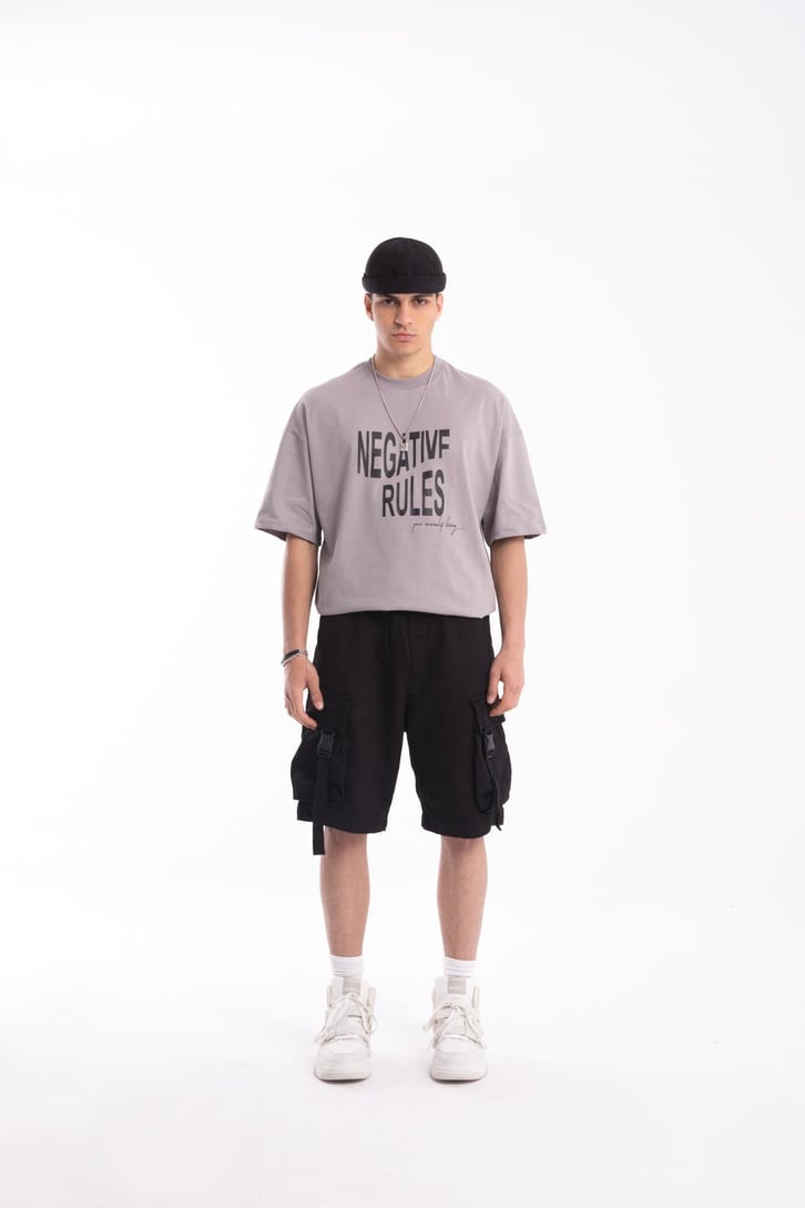 Negative Rules Baskılı Oversize Tshirt