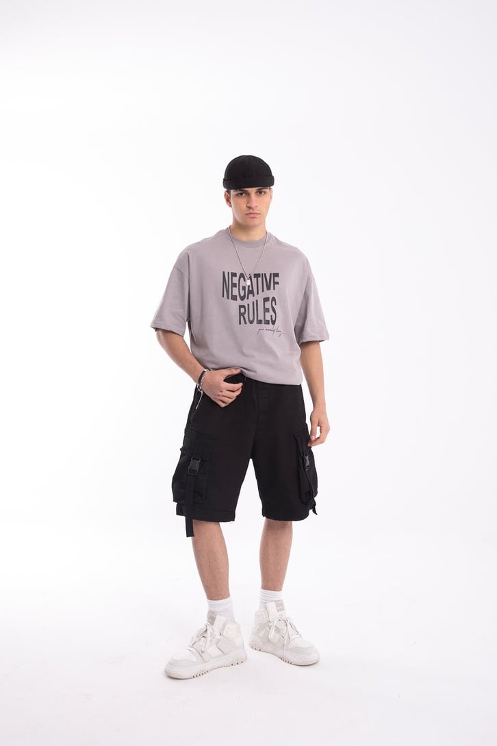 Negative Rules Baskılı Oversize Tshirt