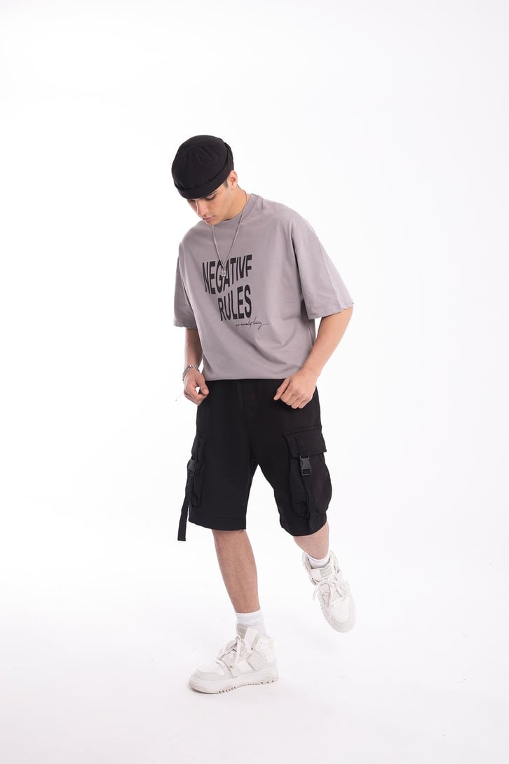 Negative Rules Baskılı Oversize Tshirt