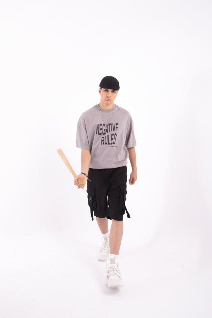 Negative Rules Baskılı Oversize Tshirt