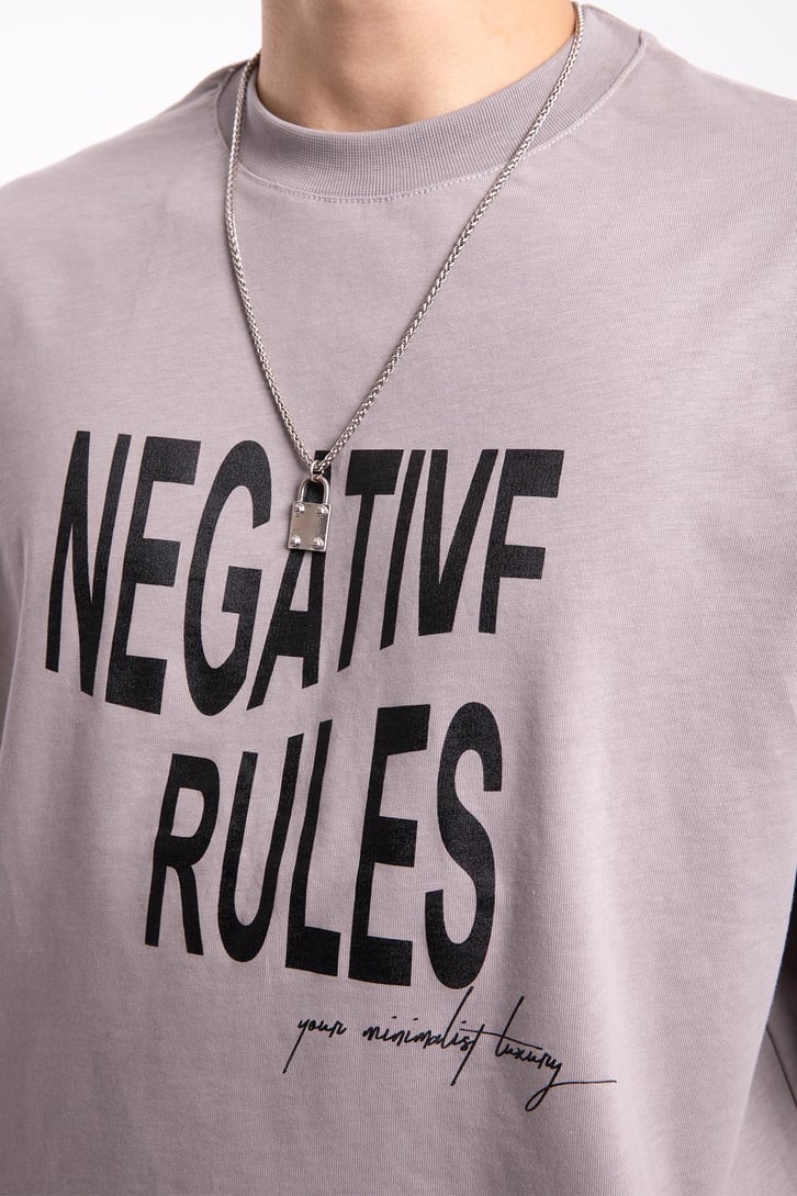 Negative Rules Baskılı Oversize Tshirt