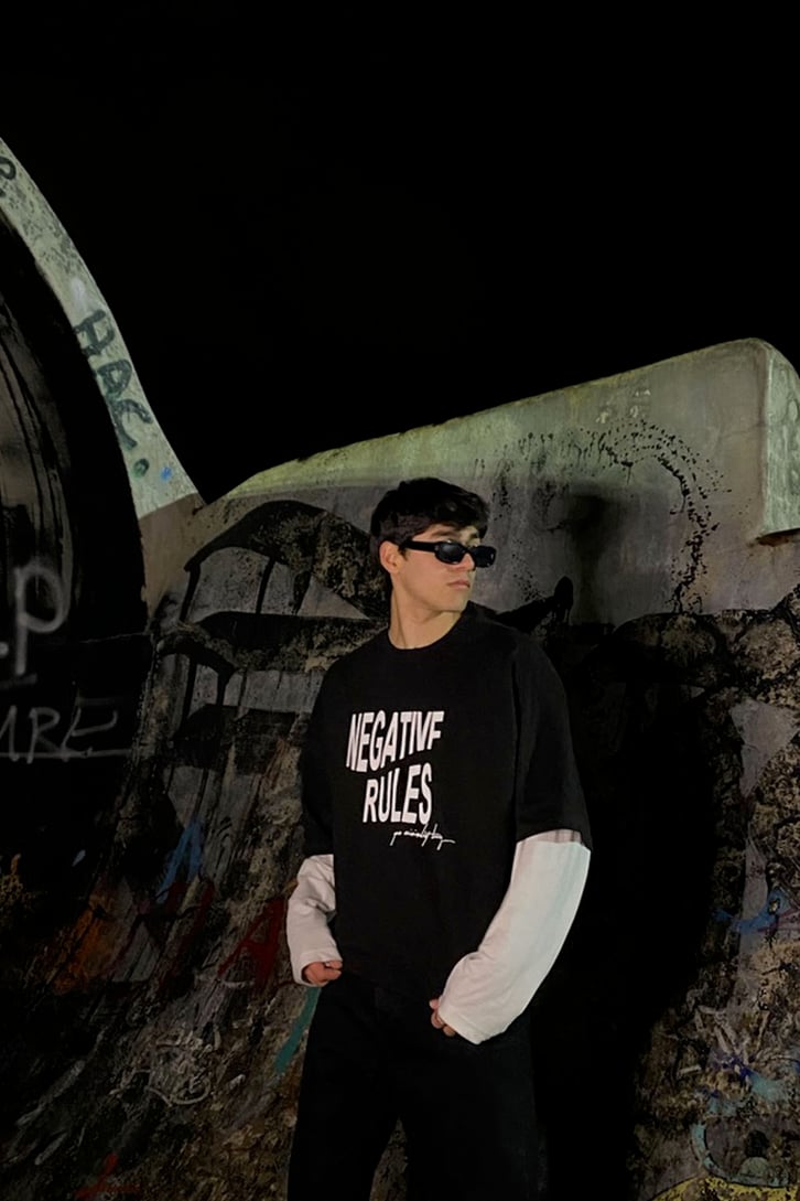 Negative Rules Printed Oversize Black Tshirt