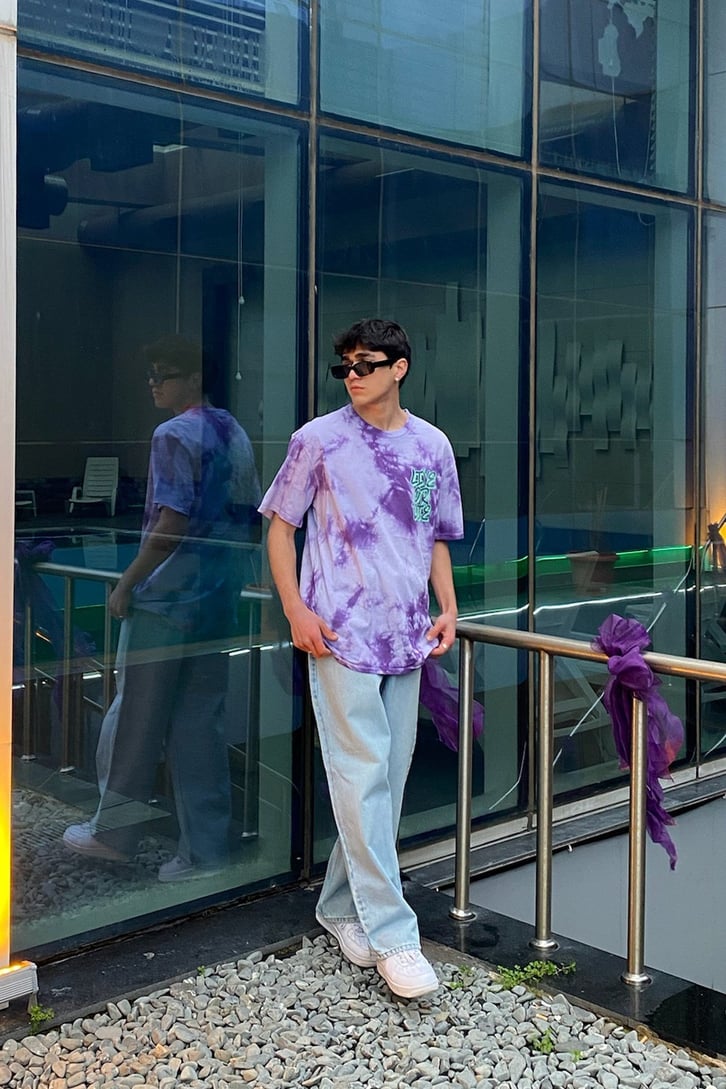 Neon Printed Tie-Dye Oversize Tshirt