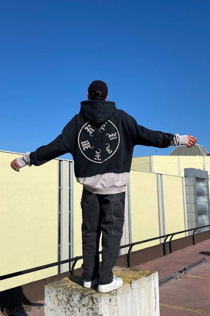 NEVER STABLİSHED BASKILI YIKAMALI OVERSIZE HOODIE