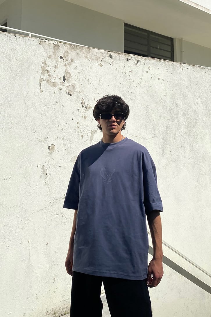 Never The Future Baskılı Acid Wash Oversize Tshirt