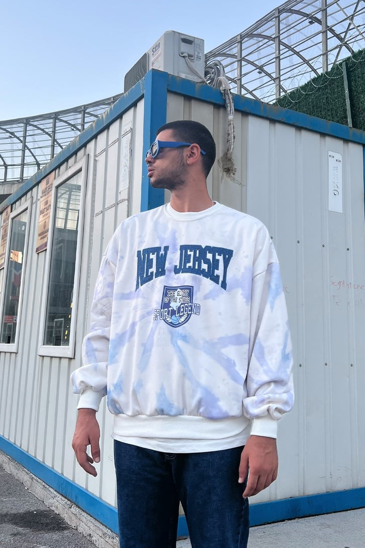 New Jersey Batik Desen Oversize Sweatshirt