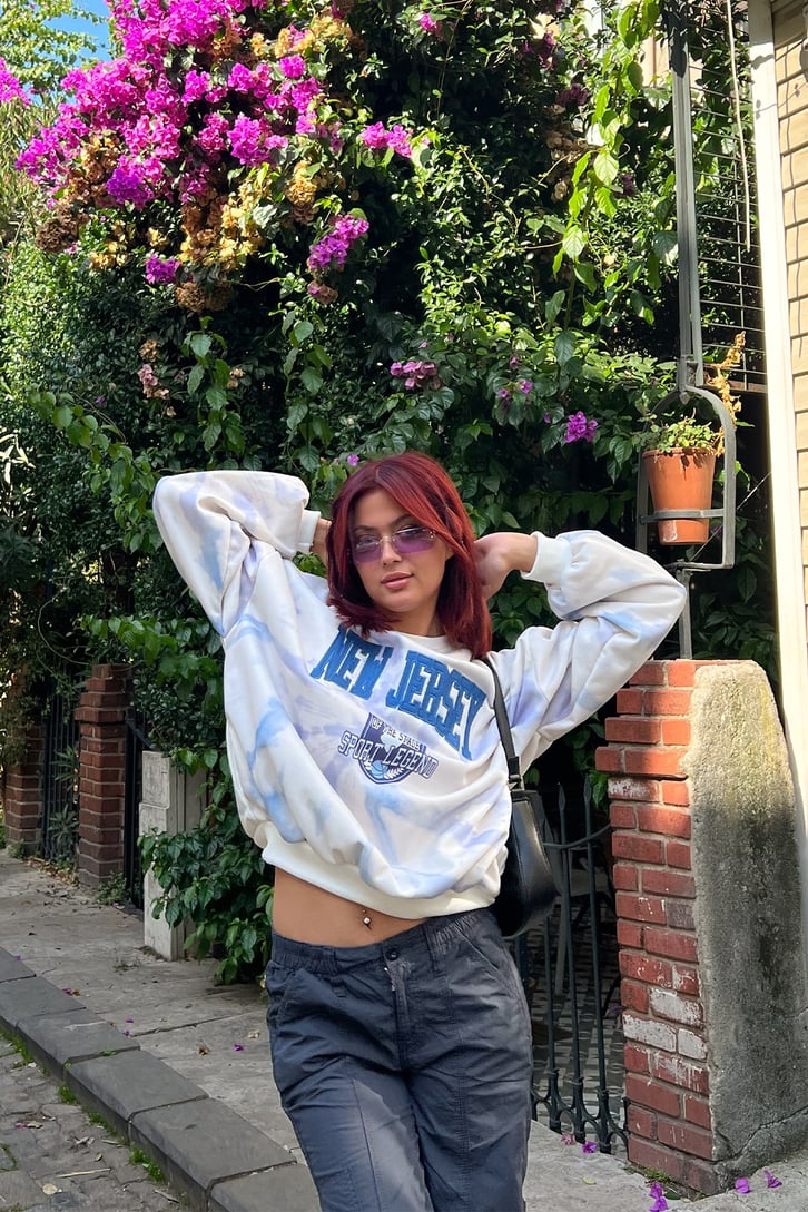 New Jersey Nakışlı Sweatshirt