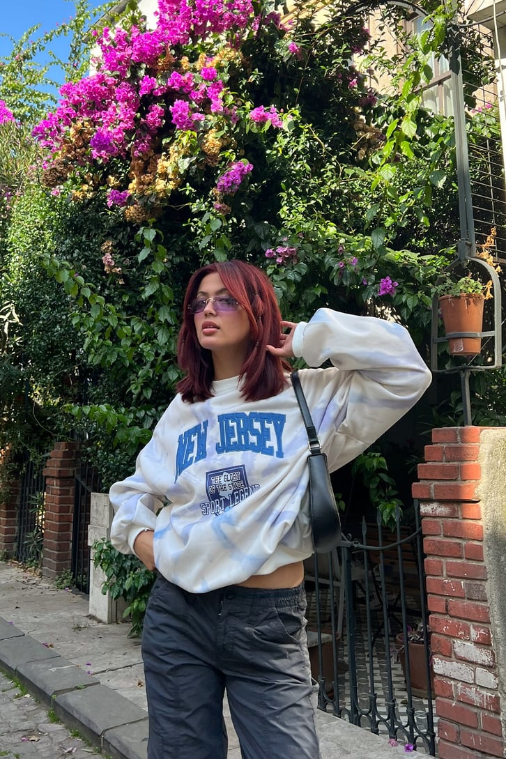 New Jersey Nakışlı Sweatshirt