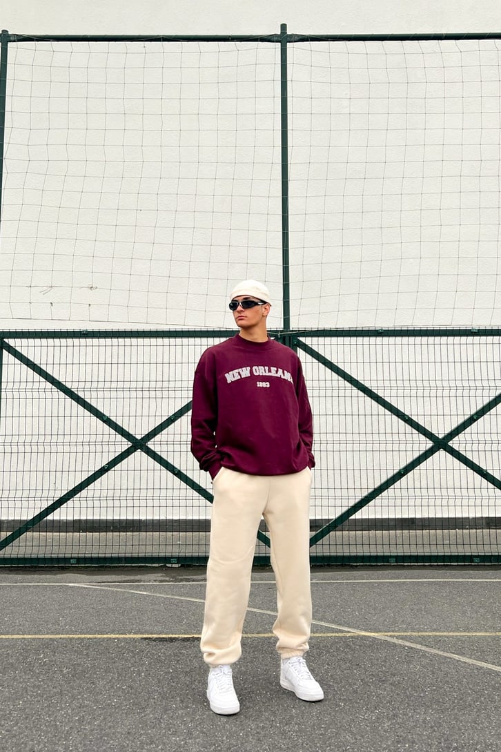 New Orleans Baskılı Bordo Sweatshirt