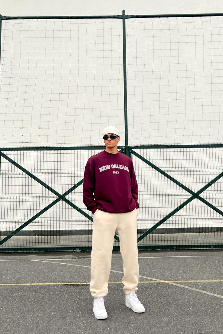 New Orleans Baskılı Bordo Sweatshirt