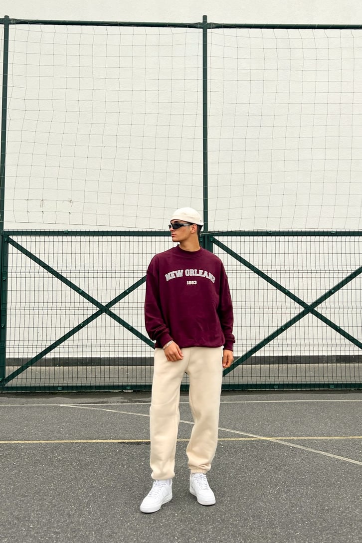 New Orleans Baskılı Bordo Sweatshirt