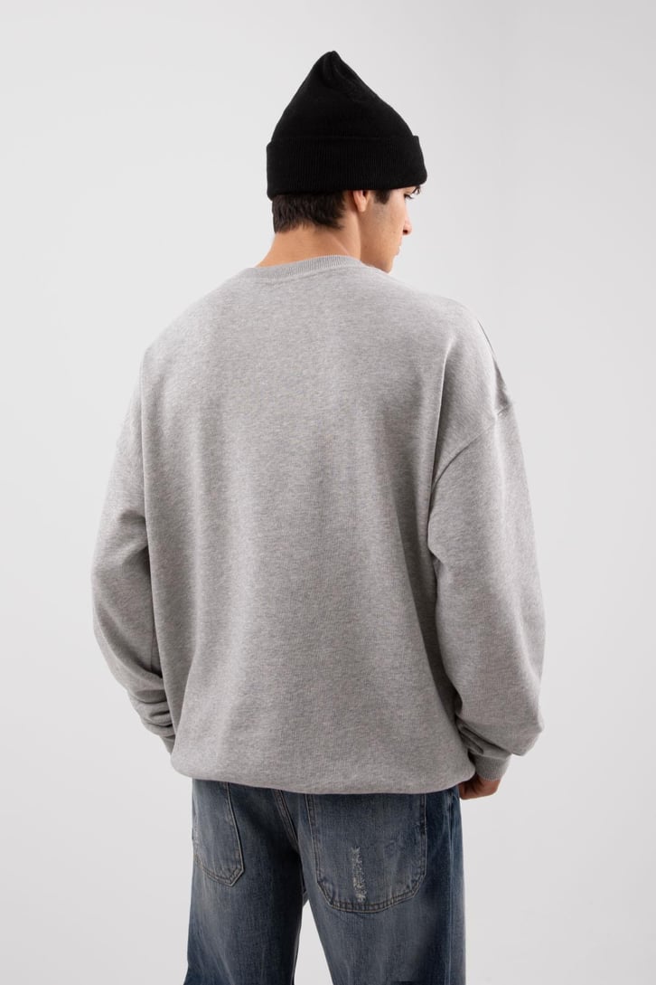 New Orleans Baskılı Gri Melanj Hoodie