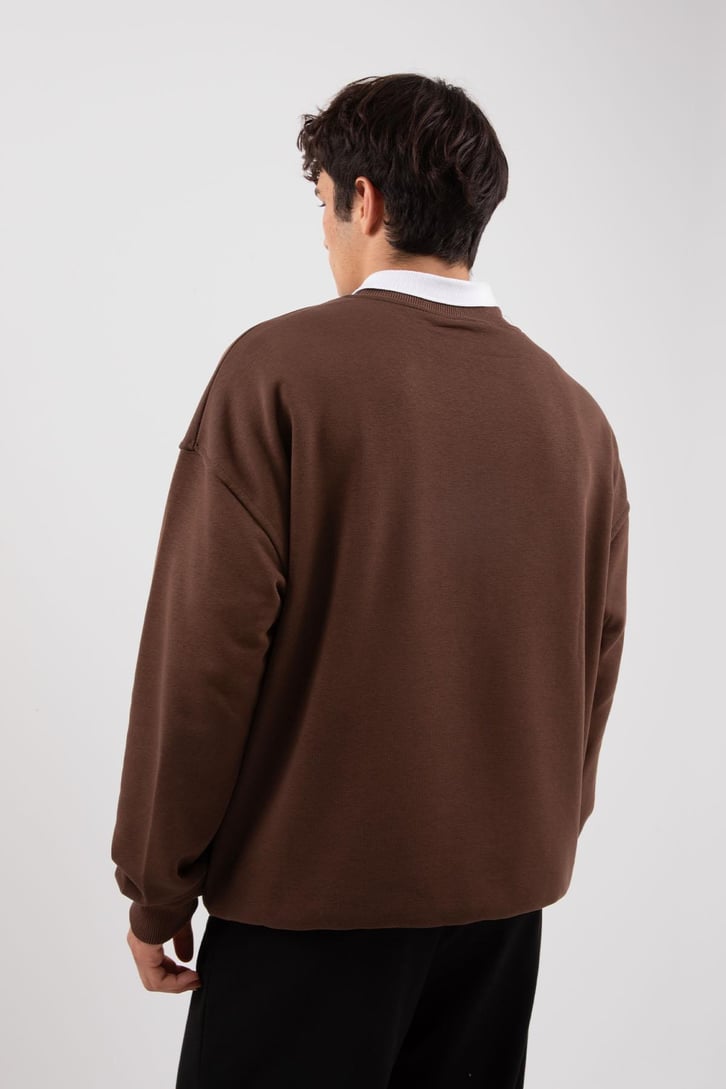 New Orleans Baskılı Gri Melanj Sweatshirt
