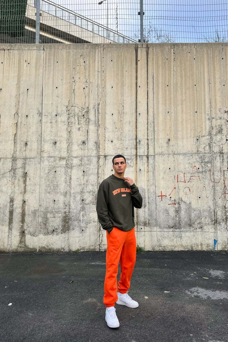 New Orleans Baskılı Haki Sweatshirt