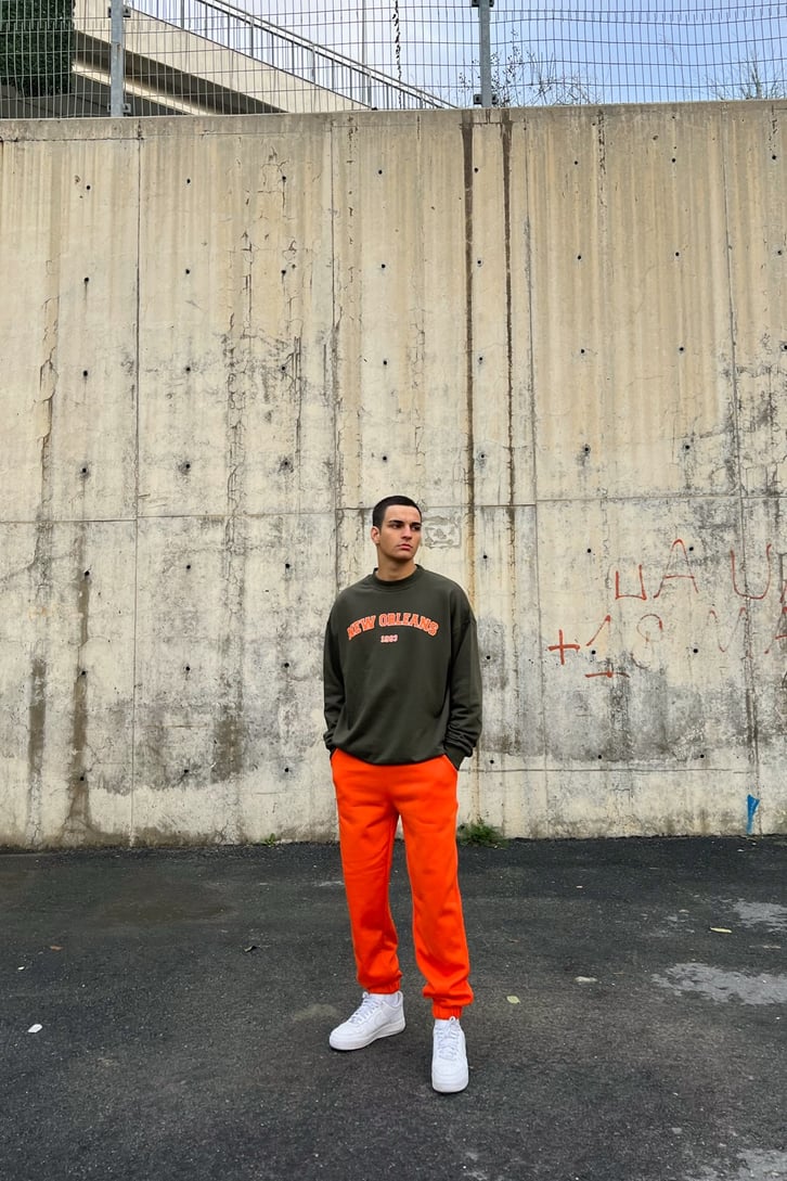 New Orleans Baskılı Haki Sweatshirt