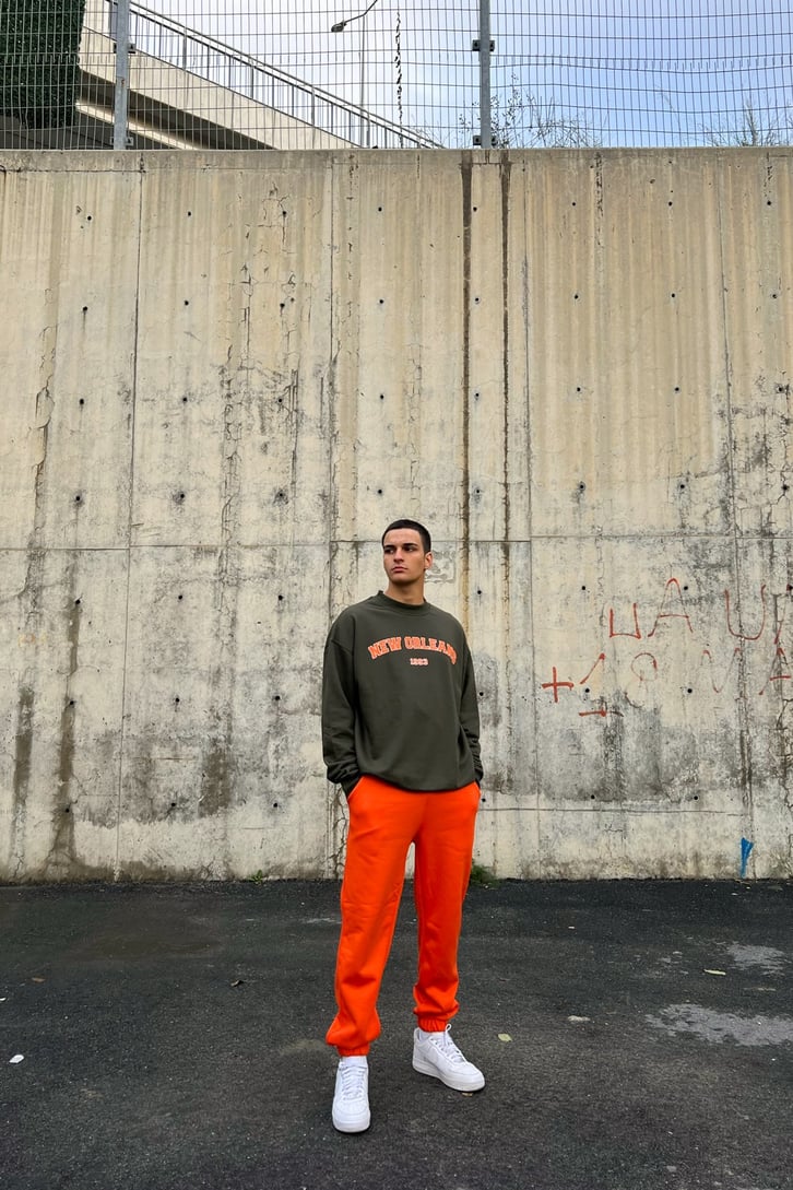 New Orleans Baskılı Haki Sweatshirt