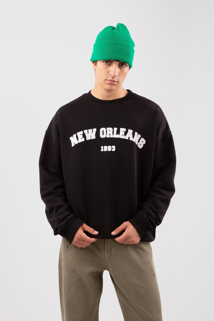 New Orleans Baskılı Haki Sweatshirt