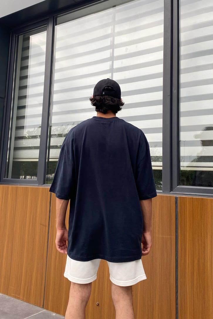 New Orleans Baskılı Lacivert Oversize Tshirt
